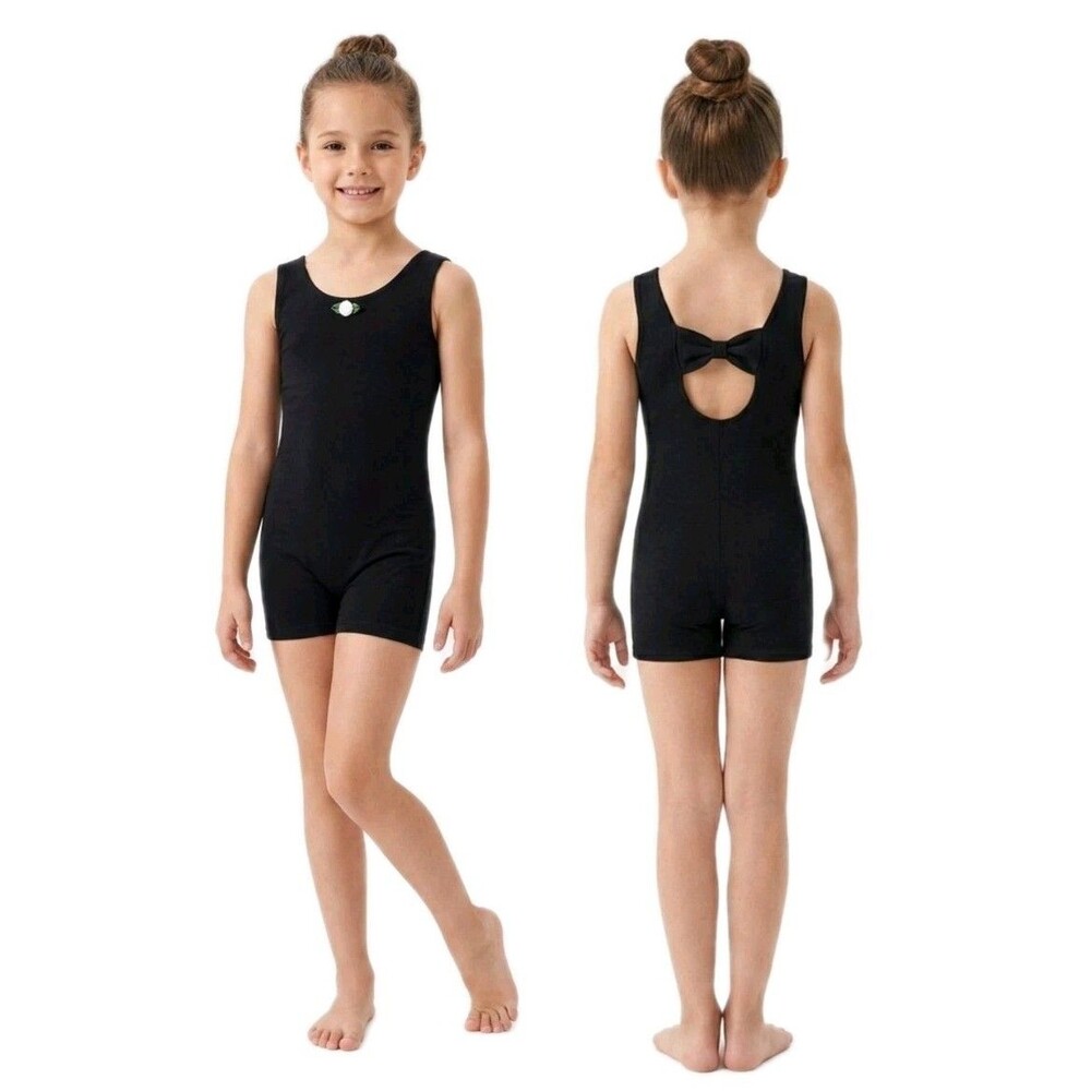Gilda Marx Y2K Black Cotton Rose Bow Cutout Biketard Singlet Girls Size 12/14